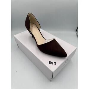 Halston Brown Pointed Toe Kitten Heel Shoes - Size 7